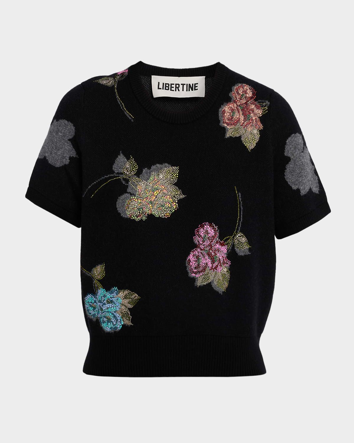 Primrose Shadows Short-Sleeve Cashmere Sweater