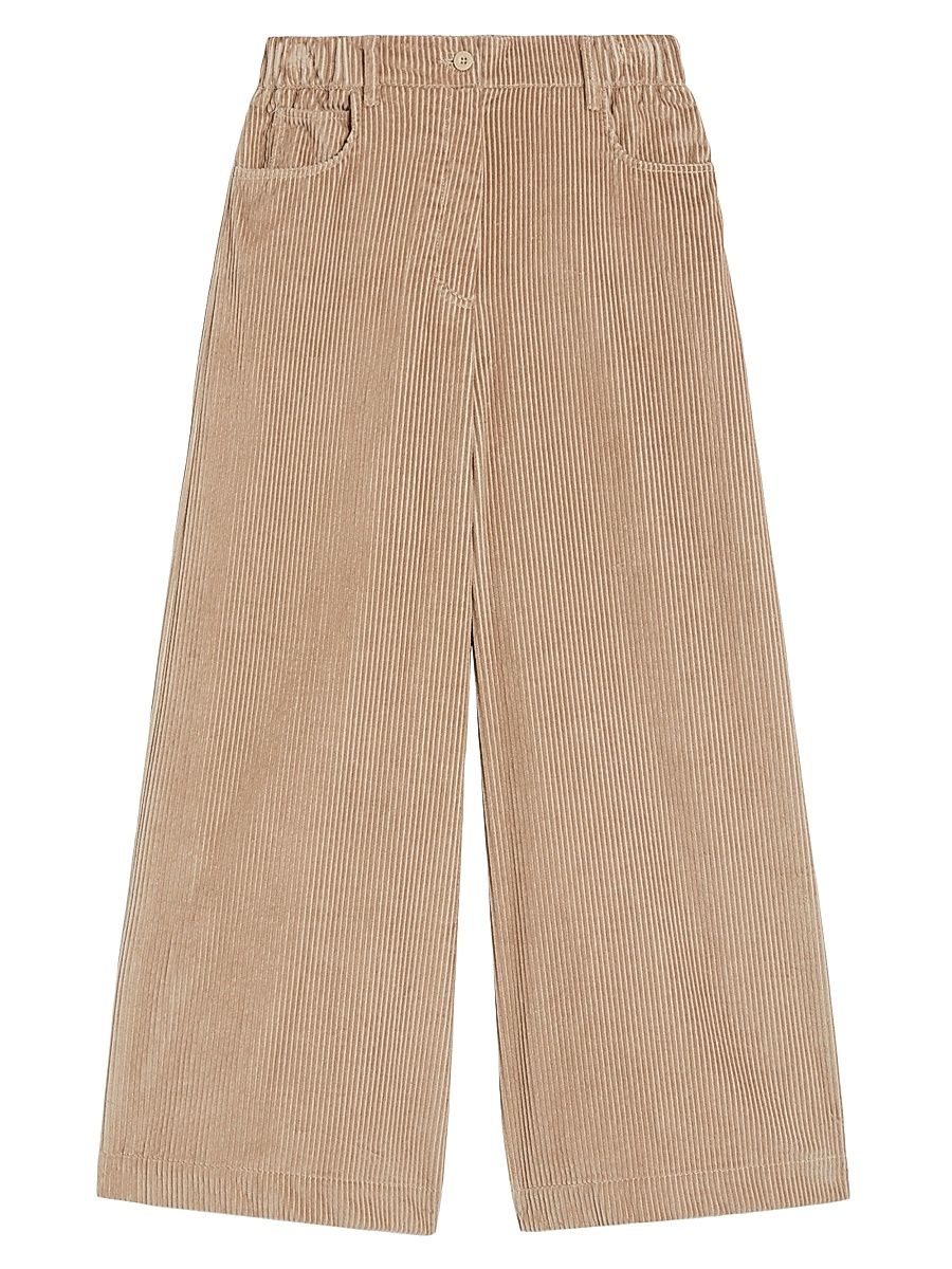 Women's Cropped Cotton Velvet Trousers - Sand - Size 16