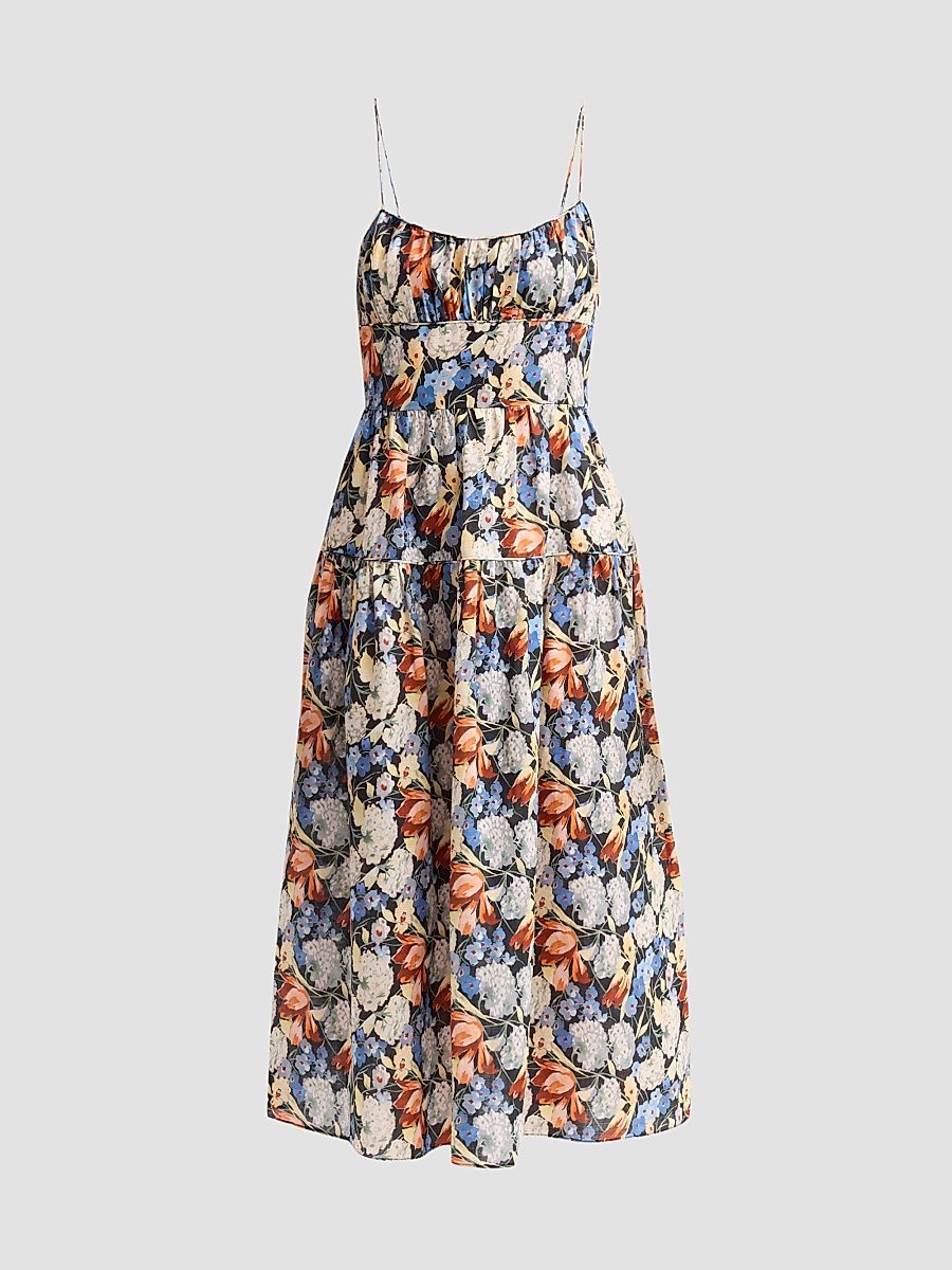 Women's Benoit Floral Midi Dress - Petit Jardin De Villandry - Size XXS