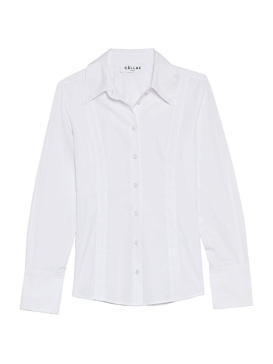 Women's Ripley Fitted Button Front Shirt - White - Size 14