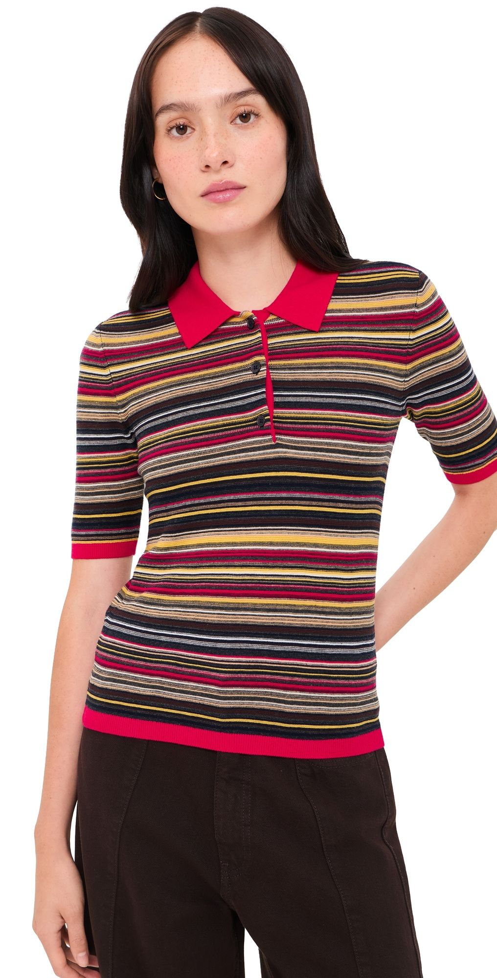 Pistola Ashlee Short Sleeve Polo Sweater Negroni Stripe M