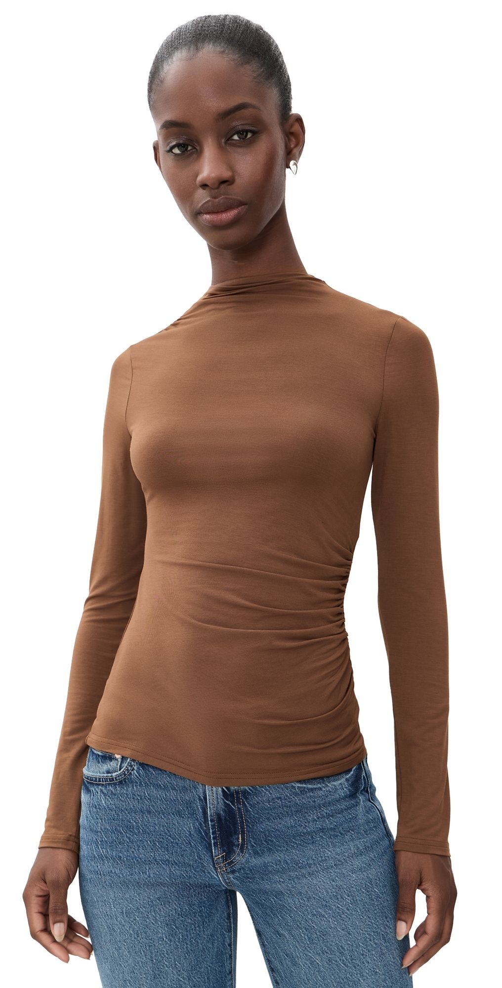 Pistola Nathalia Long Sleeve Draped Mock Neck Tee Woodland L