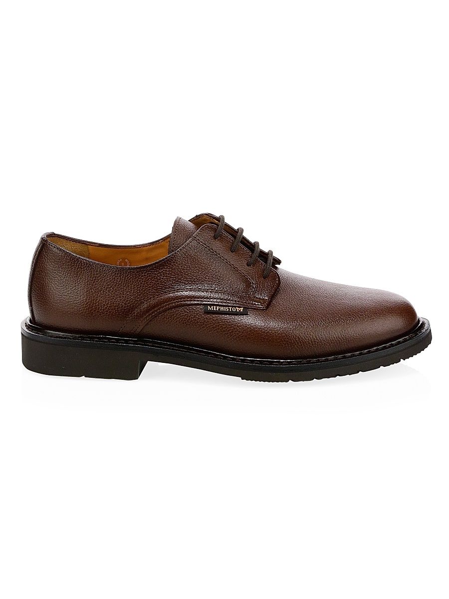Men's Polished Pebbled Leather Oxfords - Chestnut - Size 8