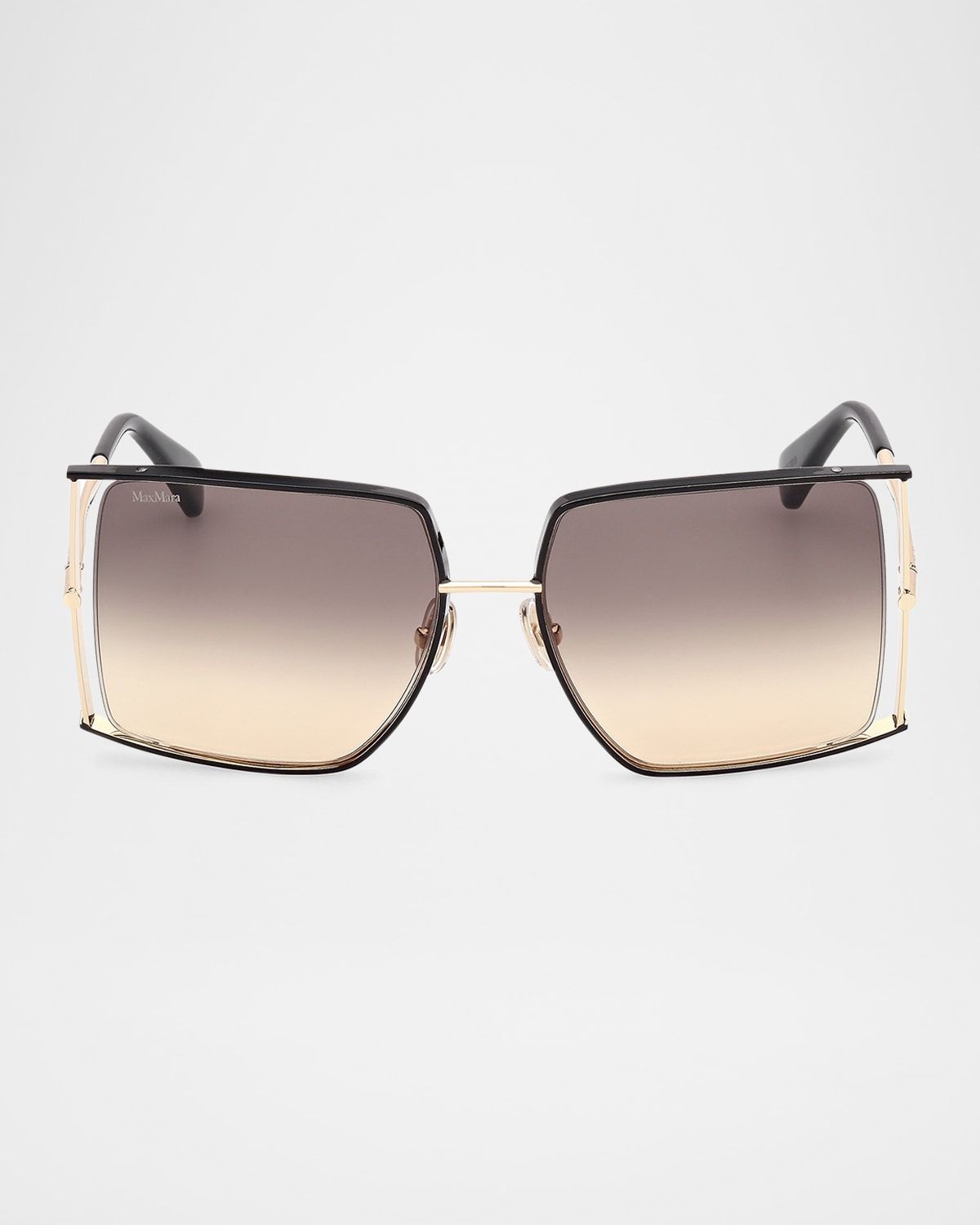 Rectangle Logo Engraved Metal Sunglasses
