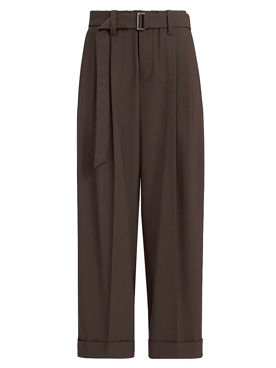 Women's Tropical Luxury Wool Baggy Sartorial Trousers - Cocoa - Size 16