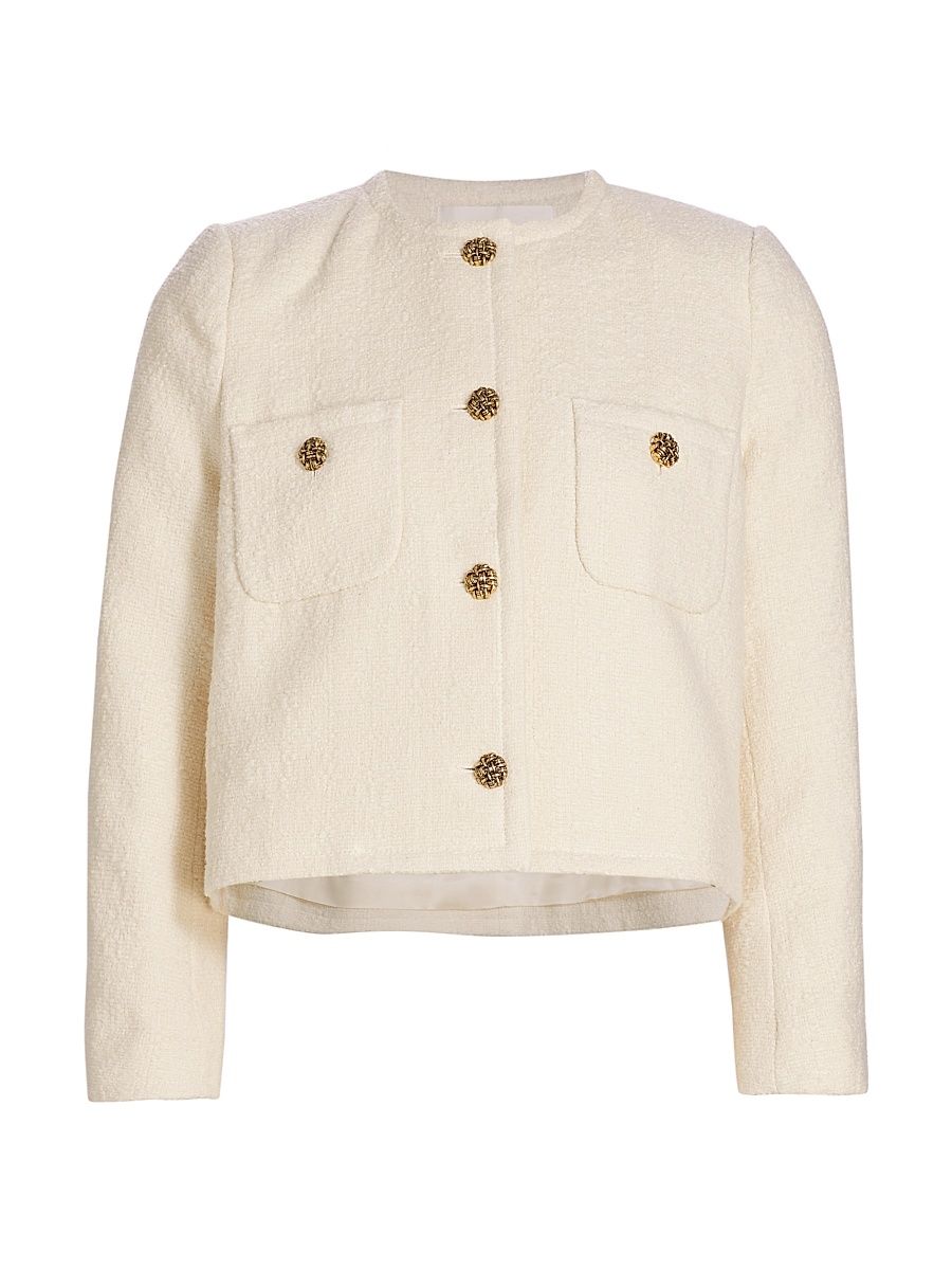 ba & sh Women's Meredith Tweed Cotton-Blend Jacket - Ecru - Size Large