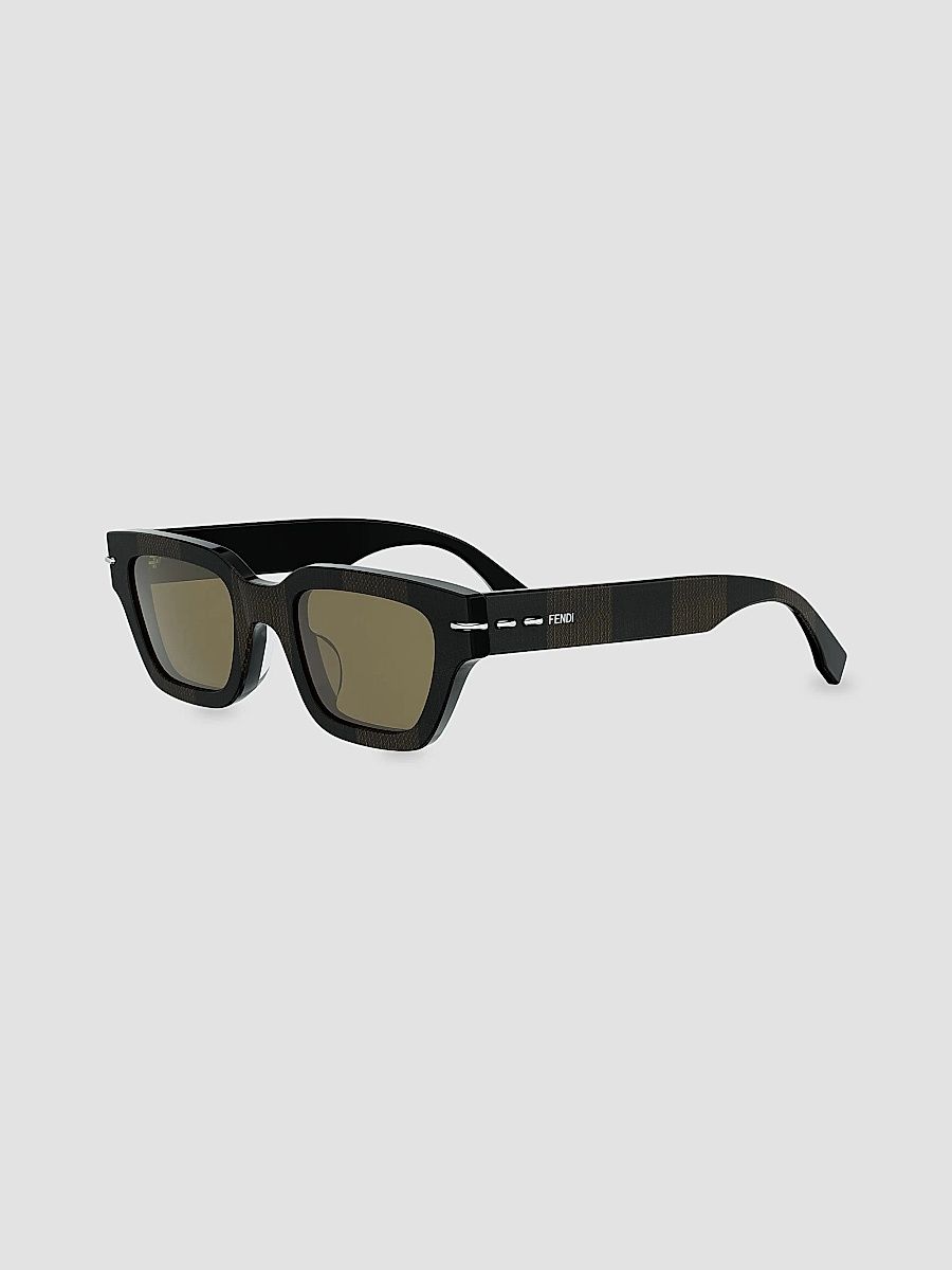 Men Fendi Selleria 50MM Rectangular Sunglasses - Dark Brown And Brown
