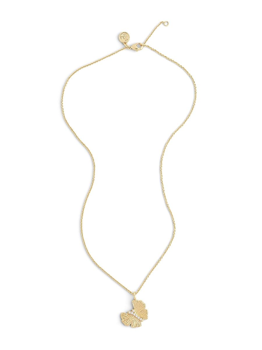 Women's Butterfly 18K-Gold-Plated & Cubic Zirconia Pendant Necklace - Gold