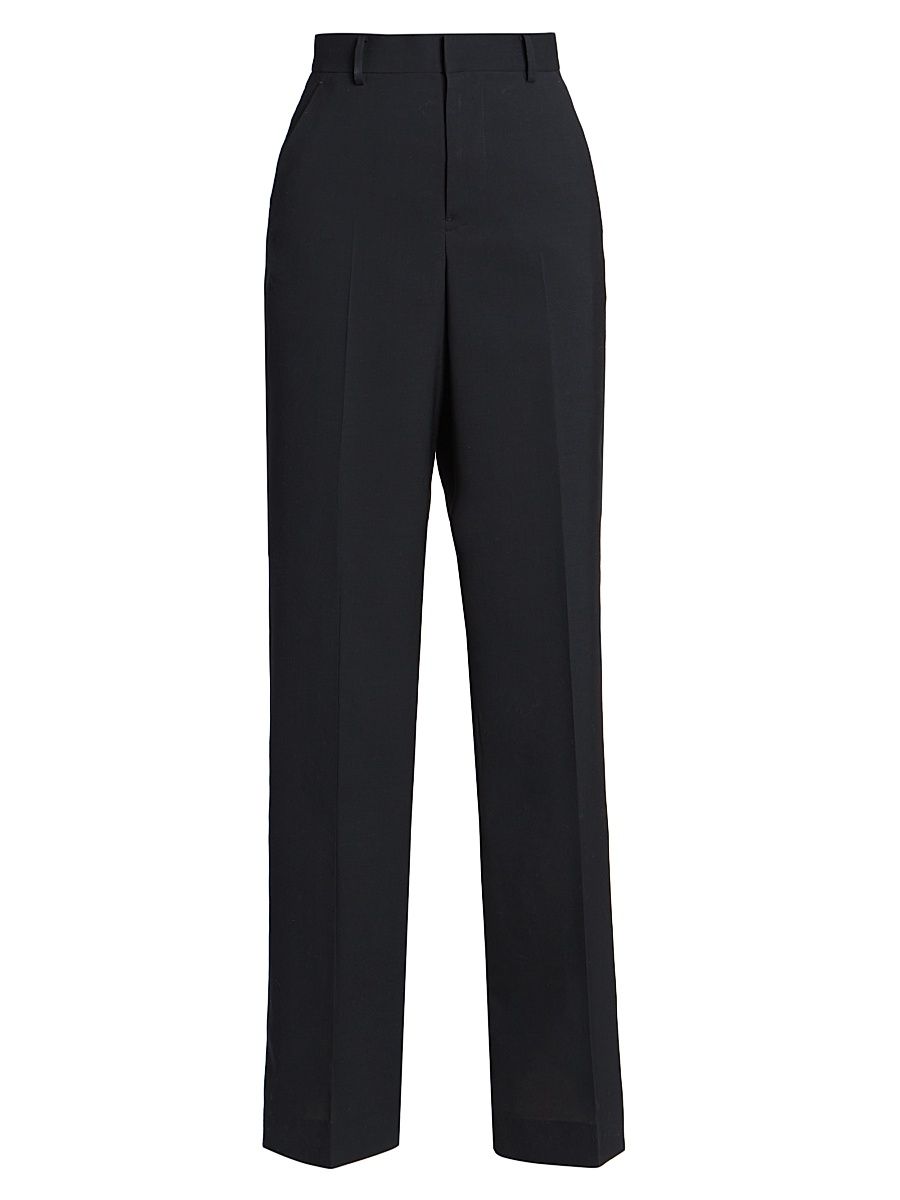Women's Wool-Blend Trousers - Black - Size Small