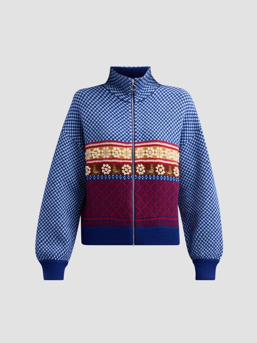 Mother Women's The Lifesaver Fair Isle-Inspired Wool-Blend Zip Cardigan - Bird Brain - Size XS