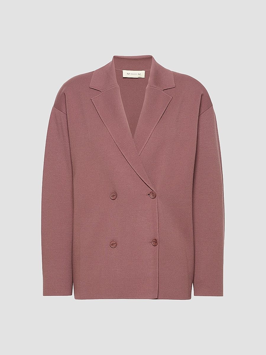 Women's Double Breasted Jacket in Viscose Crepe Yarn - Mauve - Size XL