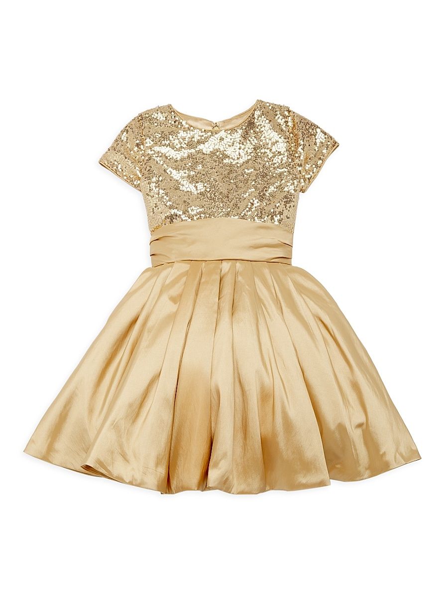Baby Girl's, Little Girl's & Girl's Sequined Satin Dress - Gold - Size 18 Months