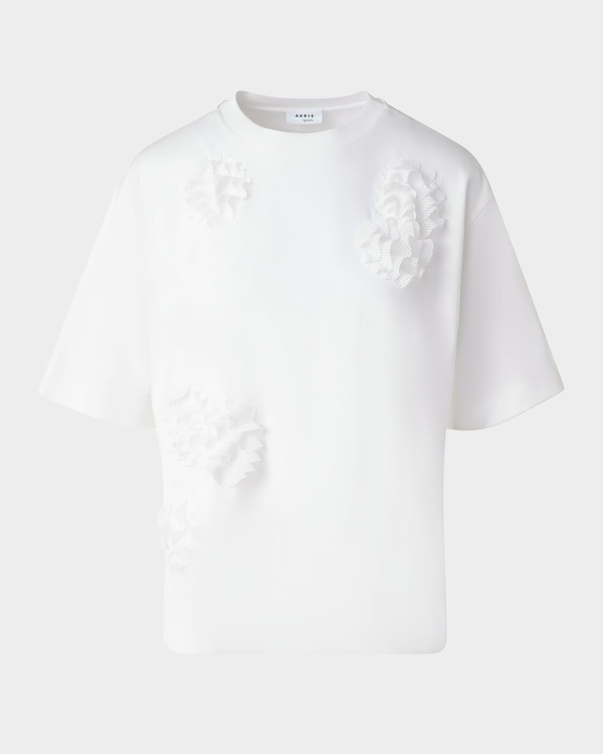 3D Carnation Applique Short-Sleeve Cotton Jersey T-Shirt