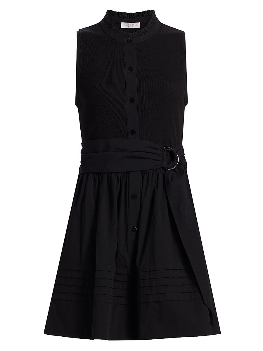 Women's Orla Cotton-Blend Belted Minidress - Black - Size XL