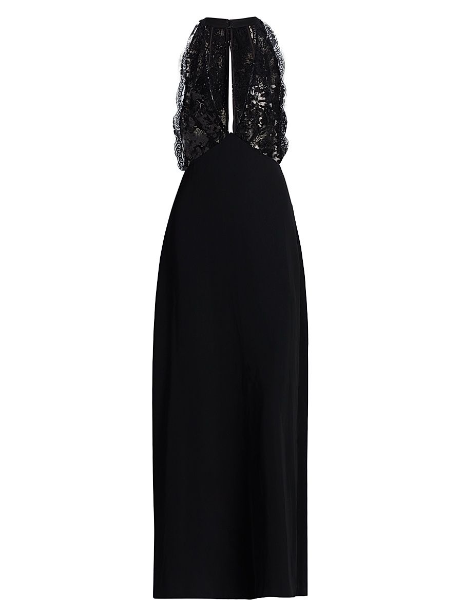 Women's Chantal Embellished Plunging V-Neck Gown - Black Combo - Size 12