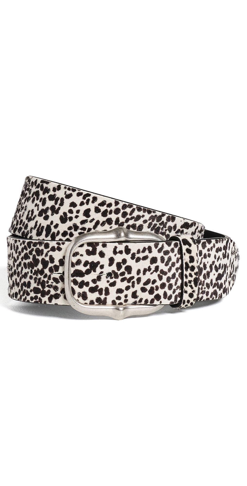 Isabel Marant Holis Pony Hair Leather Belt Chalk/Black/Silver 85