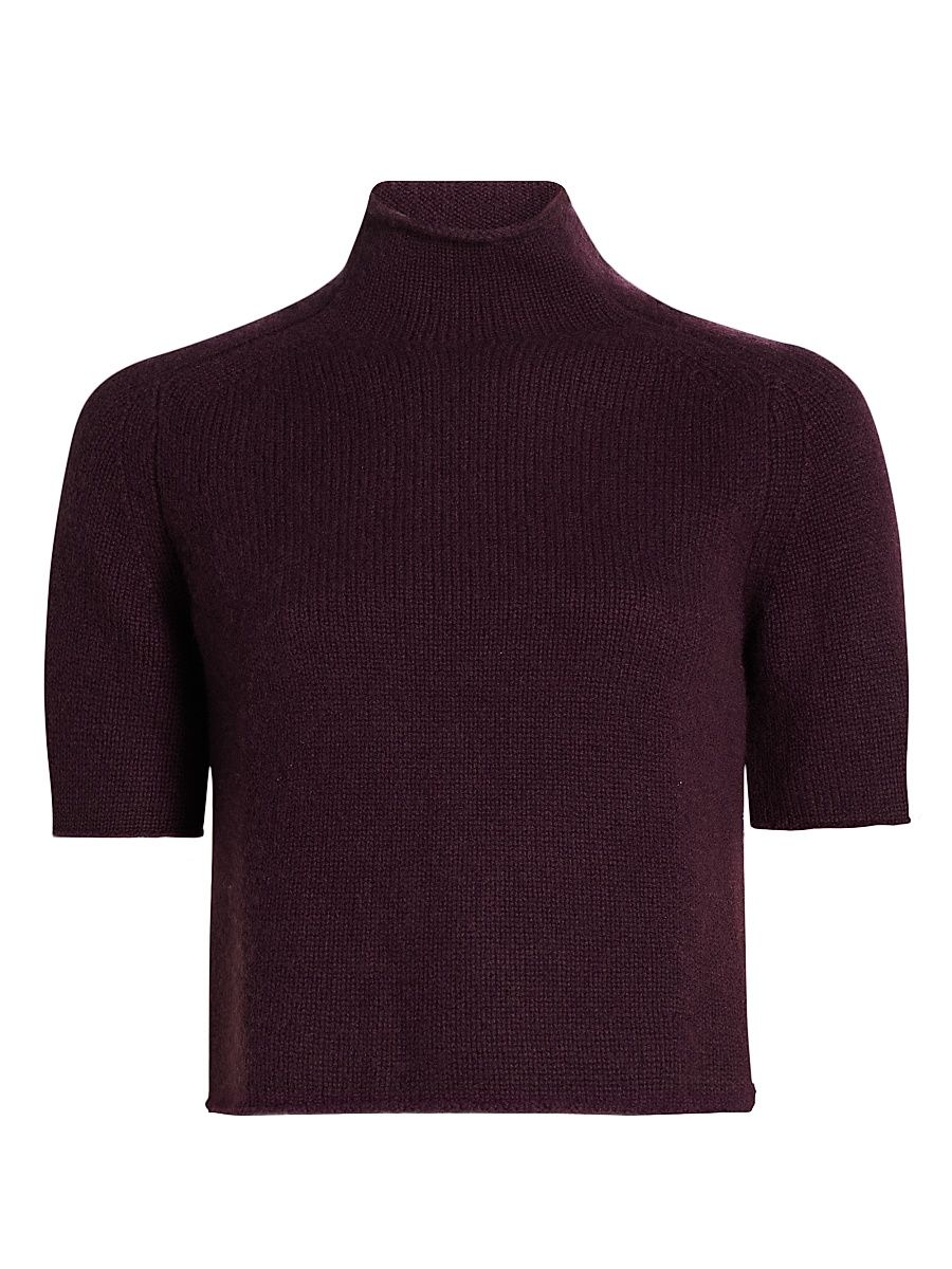 Women's Fride Cashmere Short-Sleeve Sweater - Mahogany - Size Medium