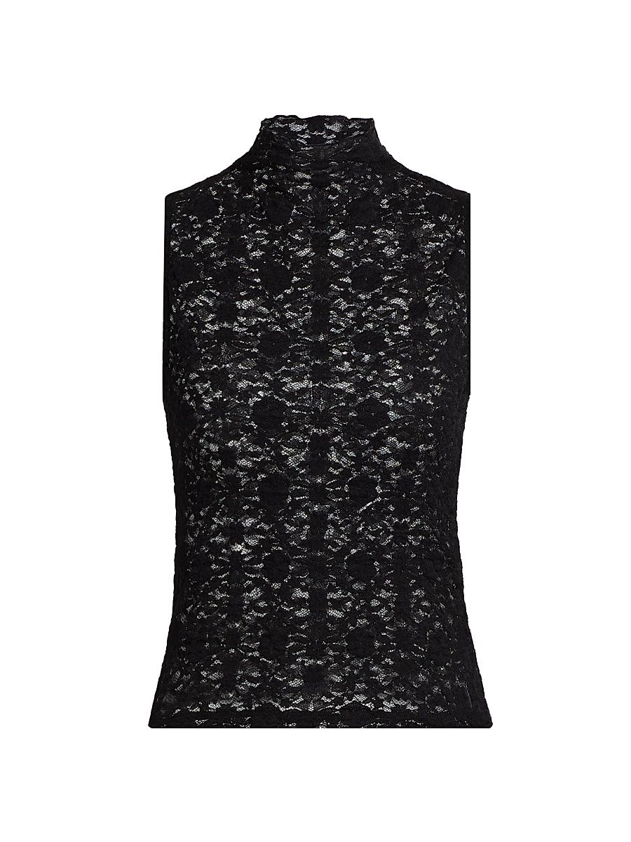 Women's Alora Lace Sleeveless Top - Black - Size Medium