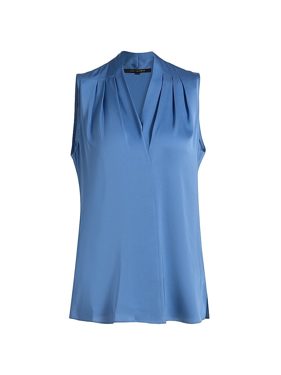 Women's Mila Stretch-Silk Blouse - Skyline - Size XXL