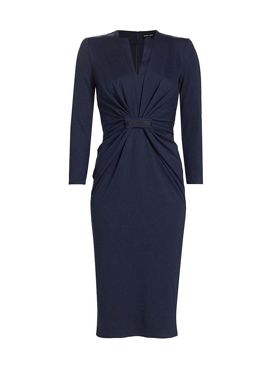 Women's Tab-Front Jersey Sheath Dress - Navy - Size 4