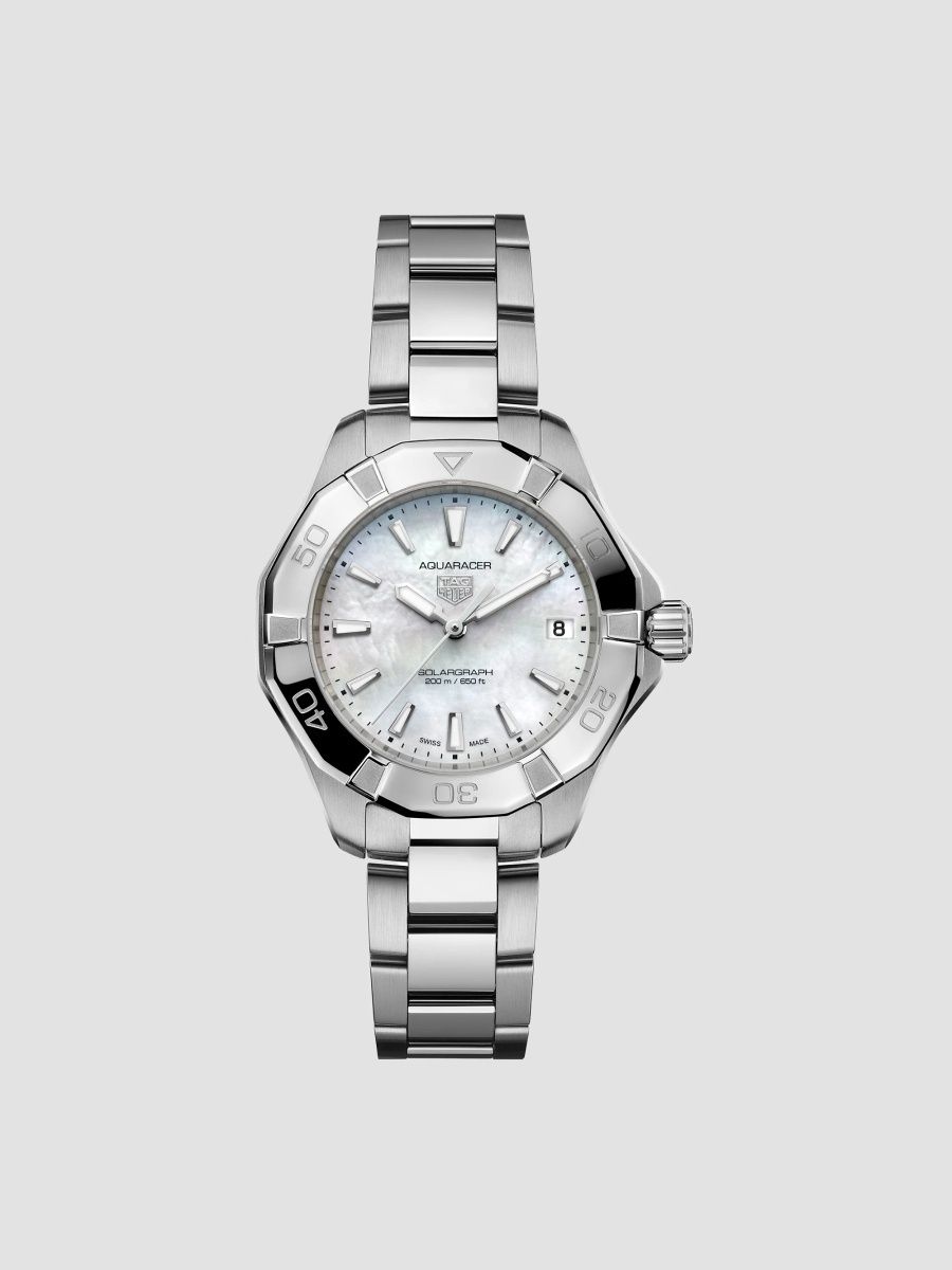 TAG Heuer Women's Aquaracer Professional 200 Solargraph Stainless Steel & Mother-Of-Pearl Bracelet Watch/34MM - Steel