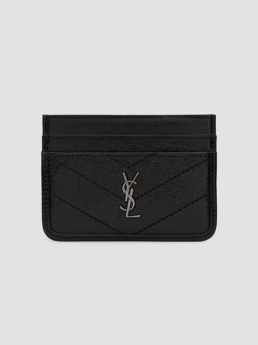 Saint Laurent Women's Niki Card Case in Vintage Leather - Black