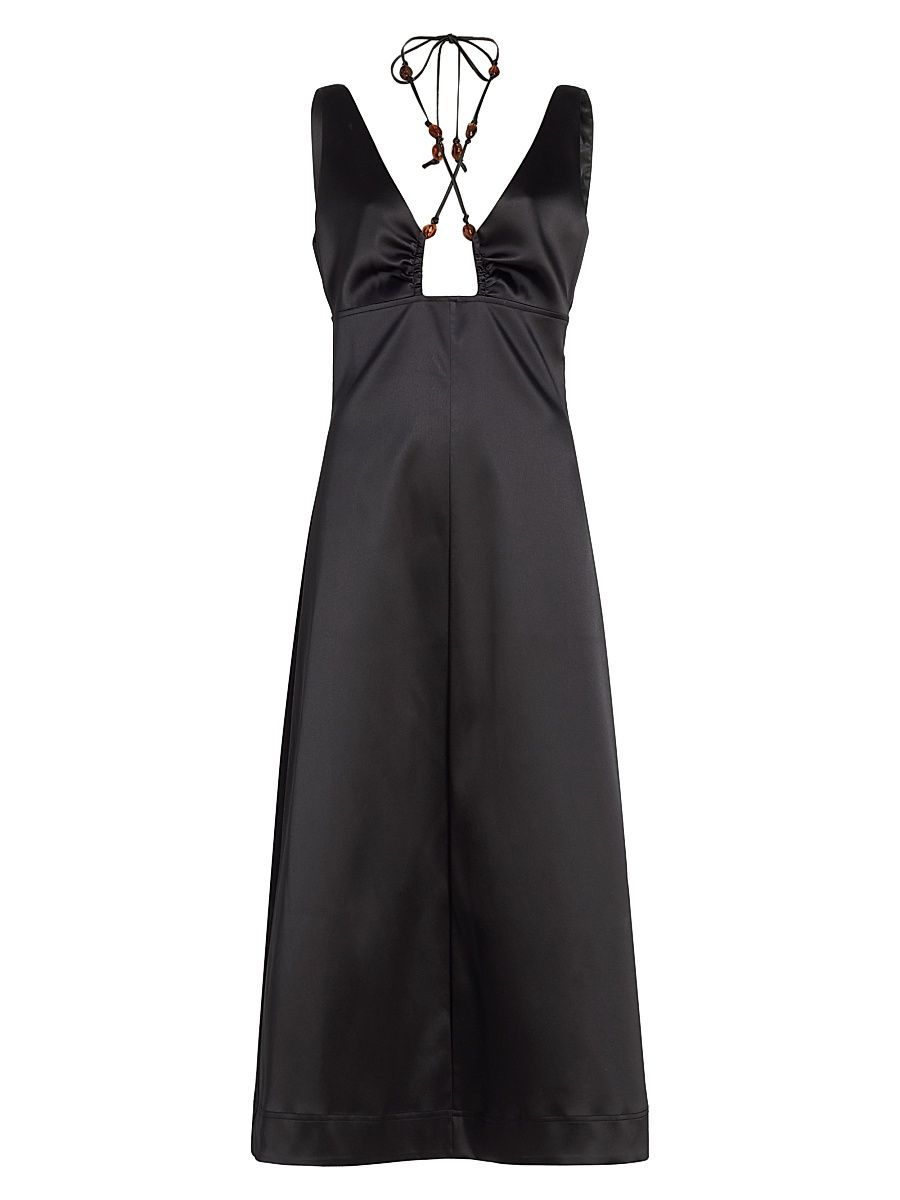 Women's Satin Halter Dress - Black - Size 2
