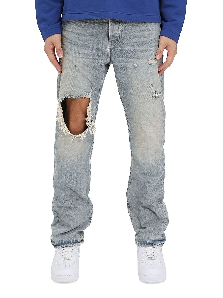 Men's Knee Blowout Dirty Straight Jeans - Light Indigo - Size 38