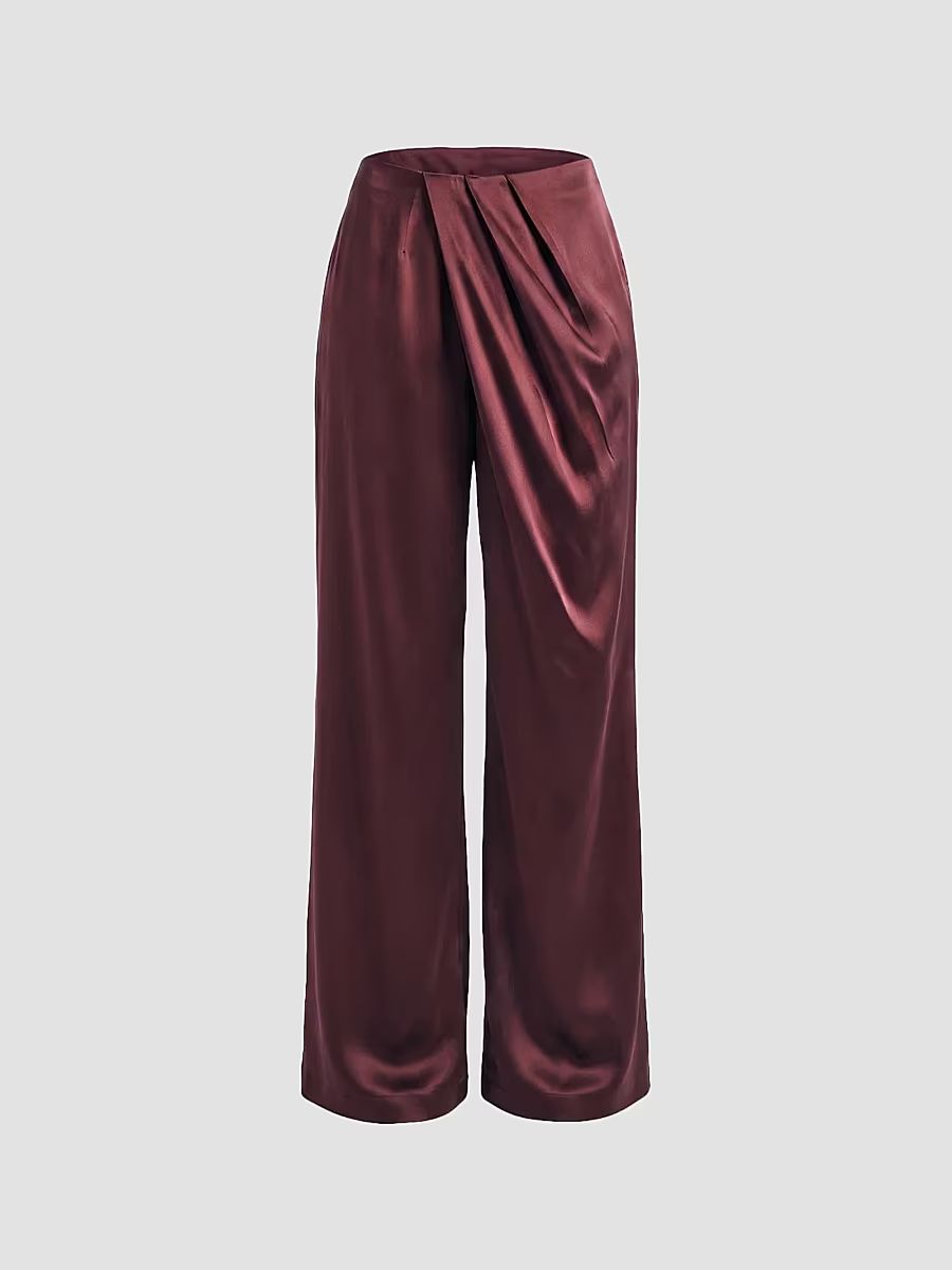 SEROYA Women's Camryn Satin Draped Pants - Bordeaux - Size XL