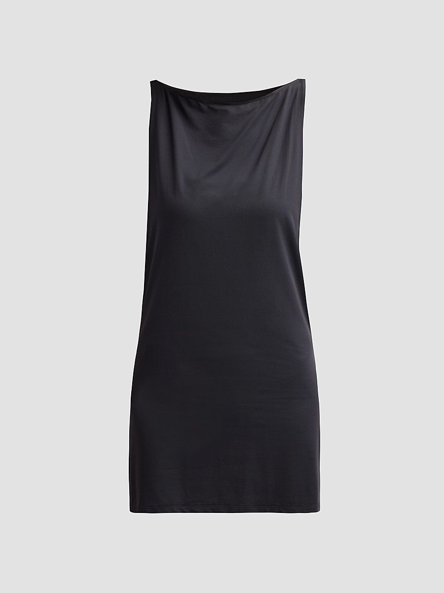 Women's Echauffe Cowlback Cover-Up Mini Dress - Black - Size Medium