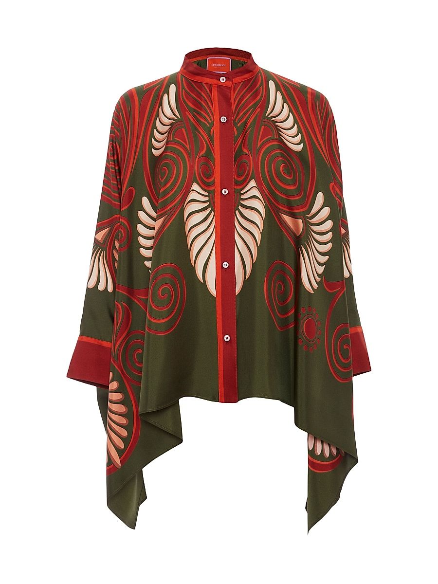 Women's Foulard Shirt - Kerylos Dark Green - Size Small