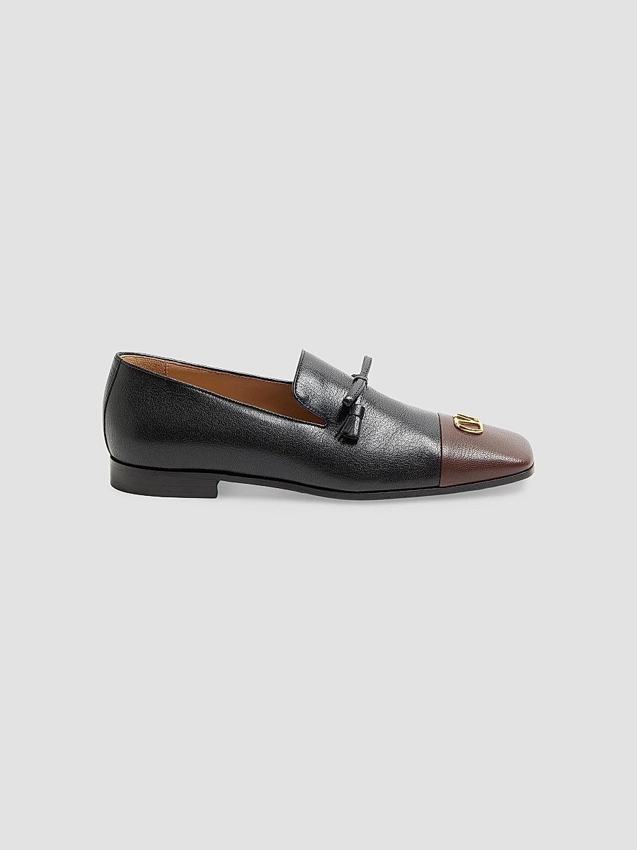 Men's Babouchoes Kidskin Loafers - Black Bark Brown - Size 9