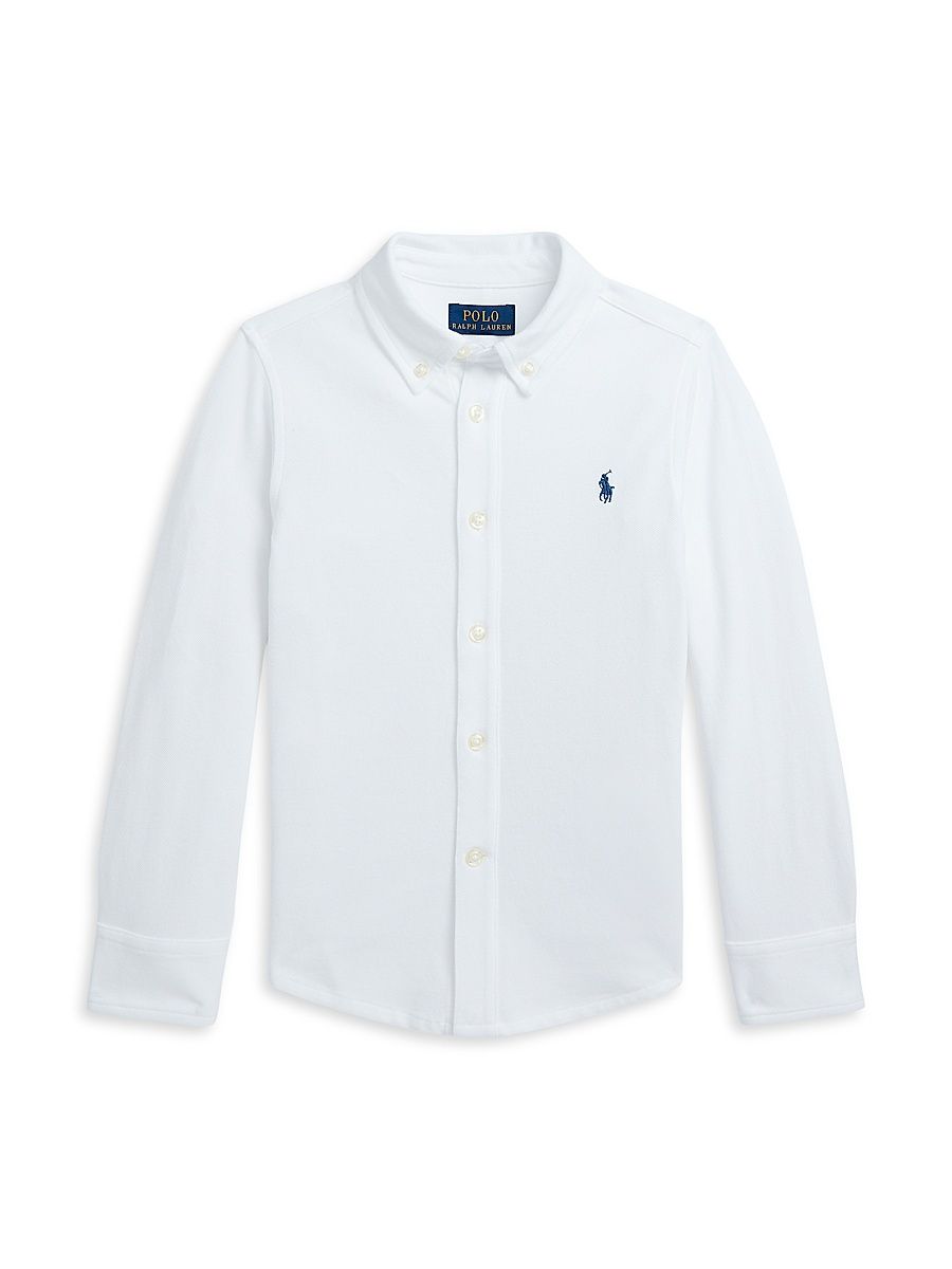 Little Boy's & Boy's Featherweight Cotton Mesh Shirt - White - Size 8