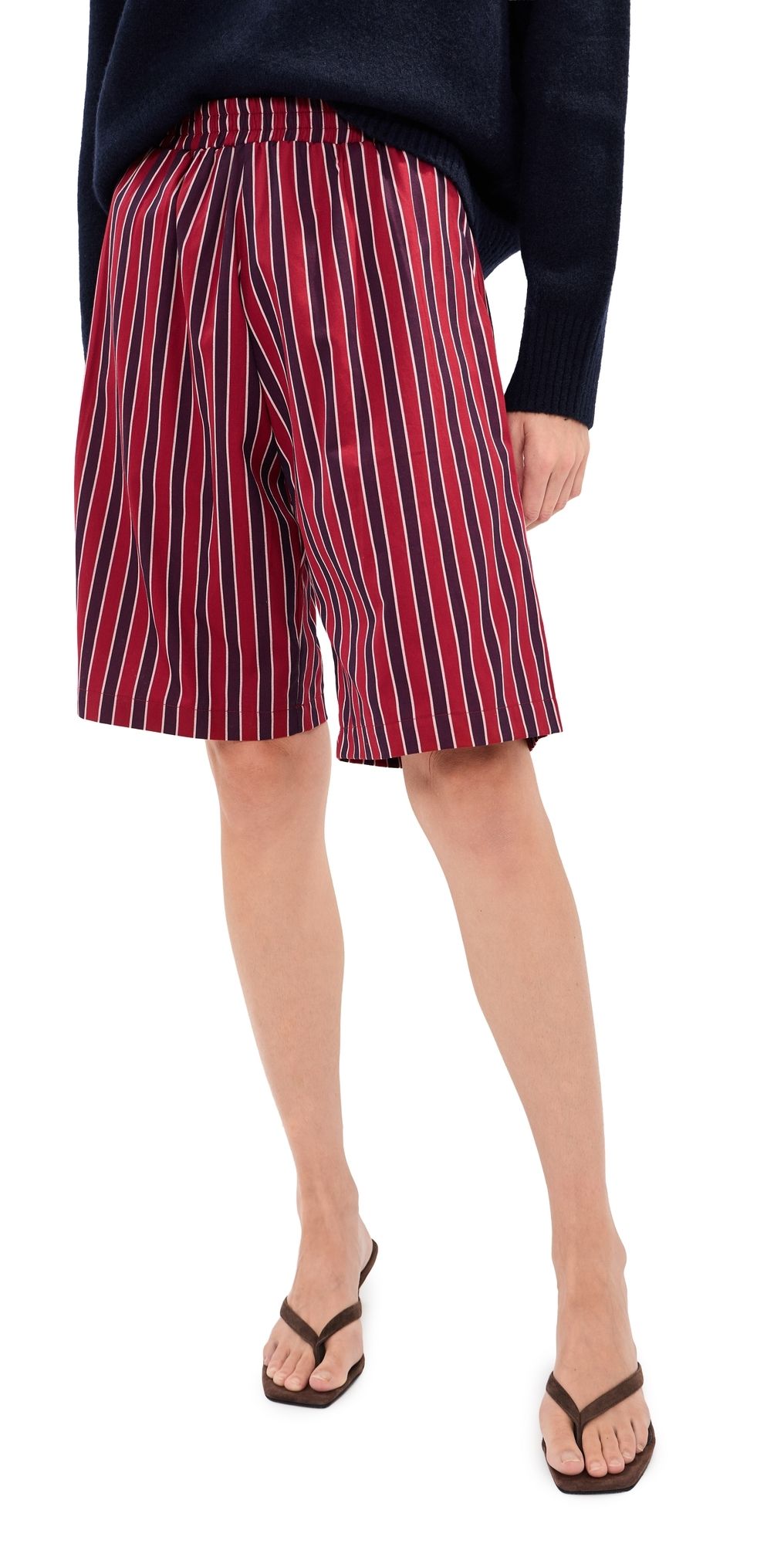 LE BOP Frances Bermuda Shorts White/Grey Stripe XXS