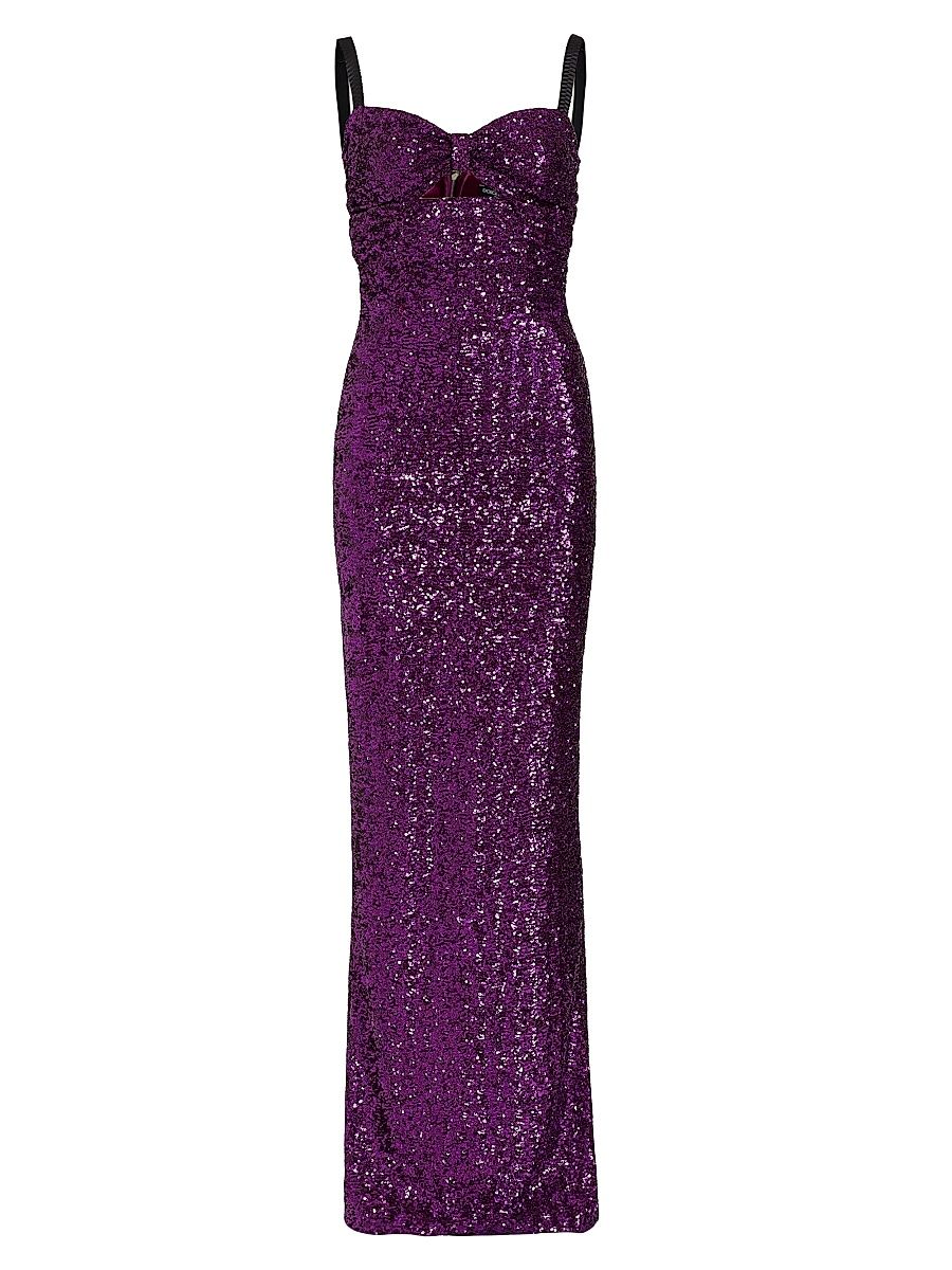 Women's Sleeveless Sequin-Embellished Gown - Viola - Size 10