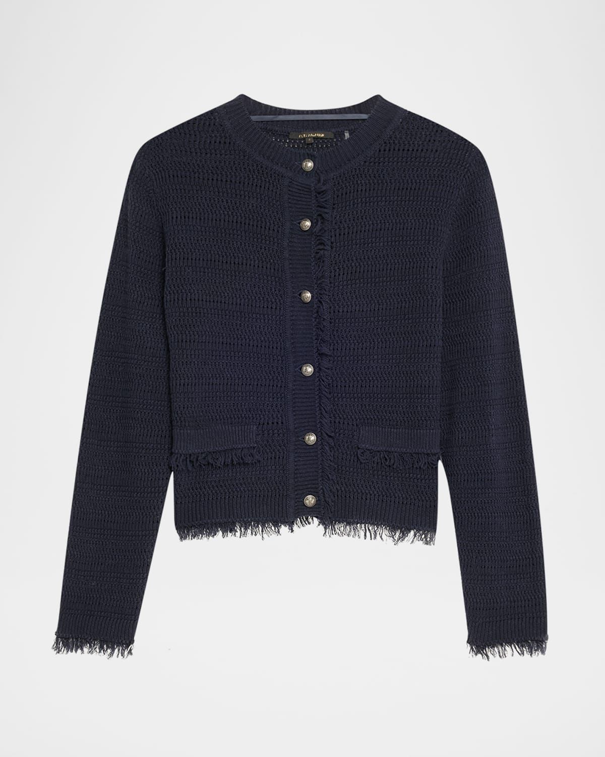 Taza Pointelle-Knit Fringed Sweater