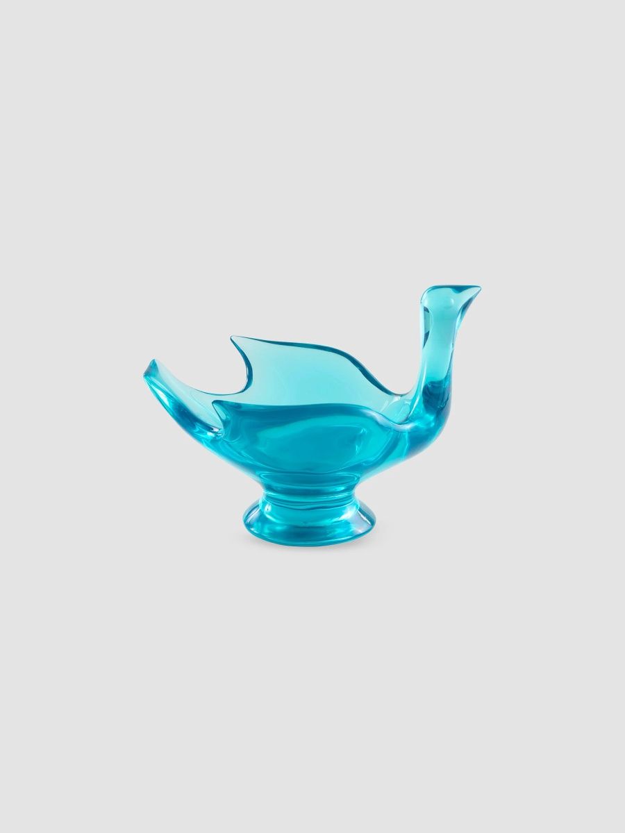 Jonathan Adler Acrylic Bird Pedestal Bowl - Blue