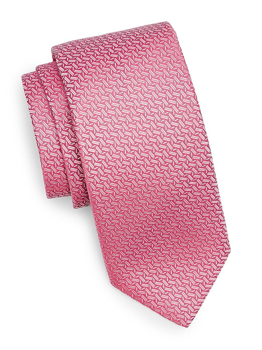 Men's Zigzag Woven Silk Tie - Pink