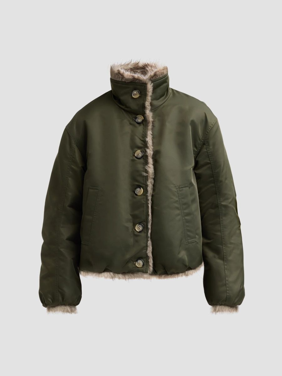 Veronica Beard Women's Varell Reversible Faux Fur Jacket - Loden - Size XL