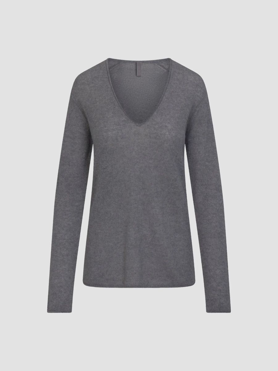 SKIMS Women's V-Neck Cashmere Sweater - Dark Heather Grey - Size Small