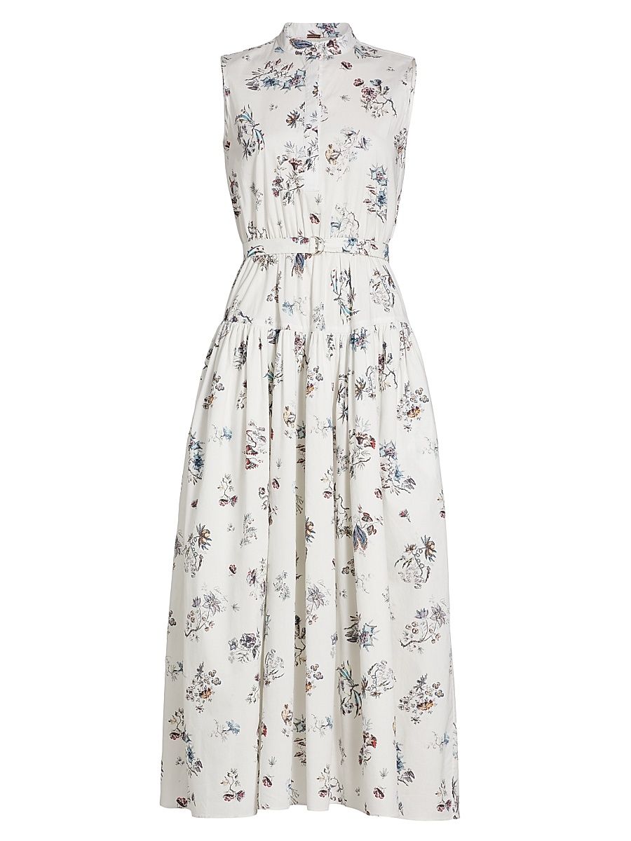 Women's Floral Tiered Maxi Dress - White Floral - Size 14