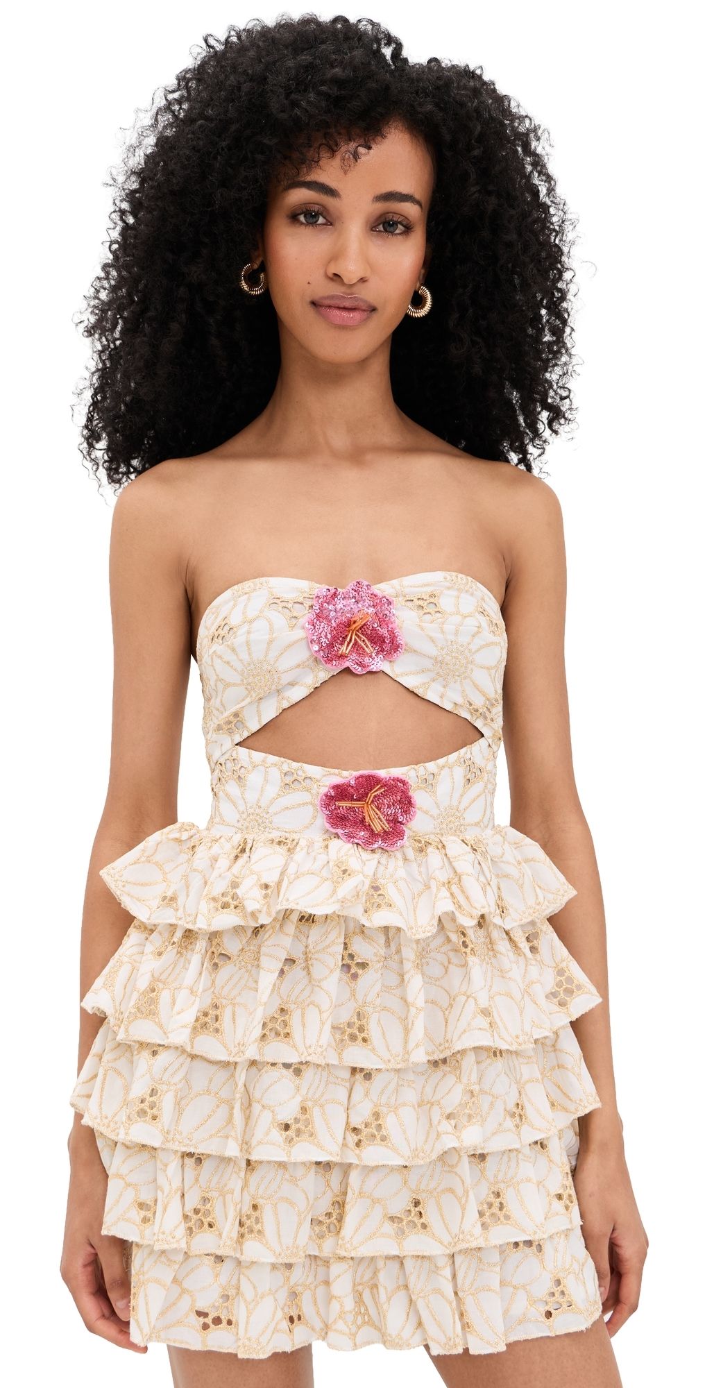 SUNDRESS Hortensia Dress Eyelet Flower Gold XL