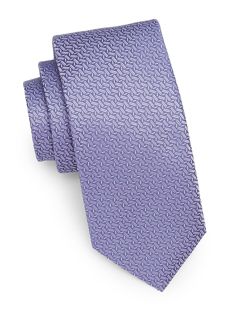 Men's Zigzag Woven Silk Tie - Purple