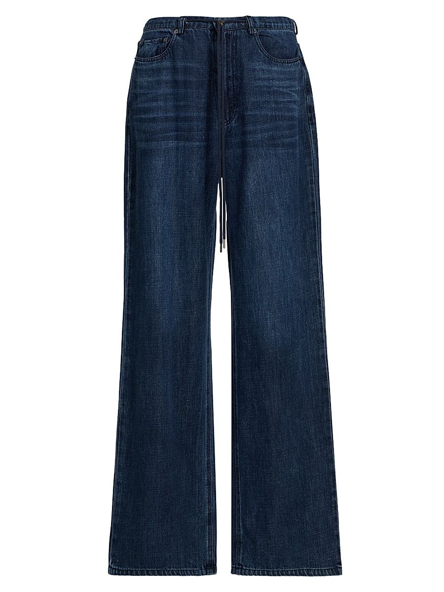 Women's Normandie Drawstring Wide-Leg Jeans - Oceana - Size 12