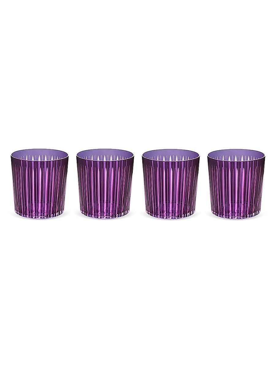 Prism 4-Piece Double Old-Fashioned Glass Set - Purple Pink