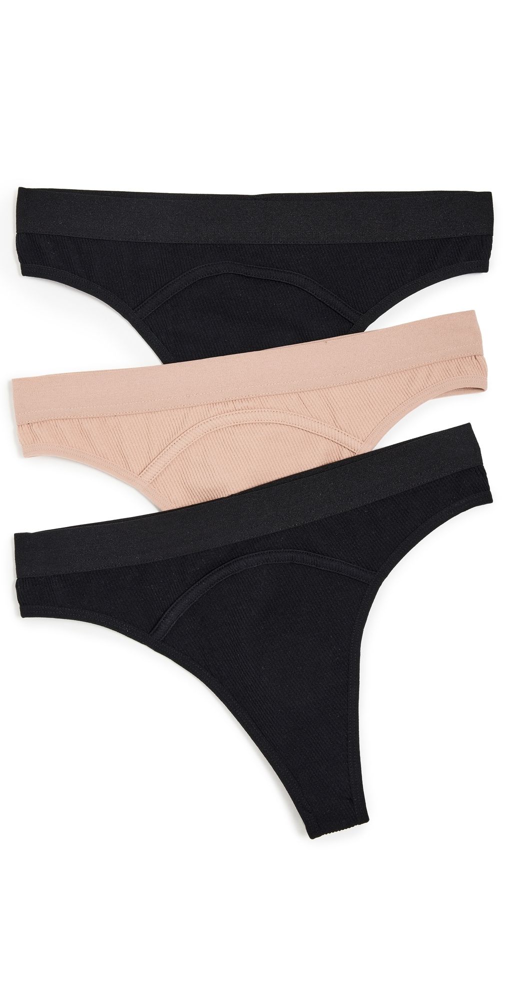 HONEYDEW Cyrus Rib Seamless Thong 3 Pack Black/Bon Bon/Black M