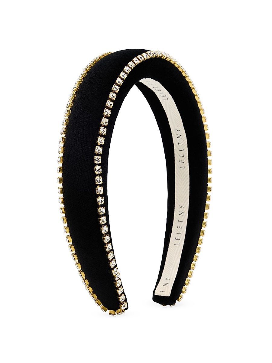 Women's Lily Crystal-Embellished Velvet Padded Headband - Black