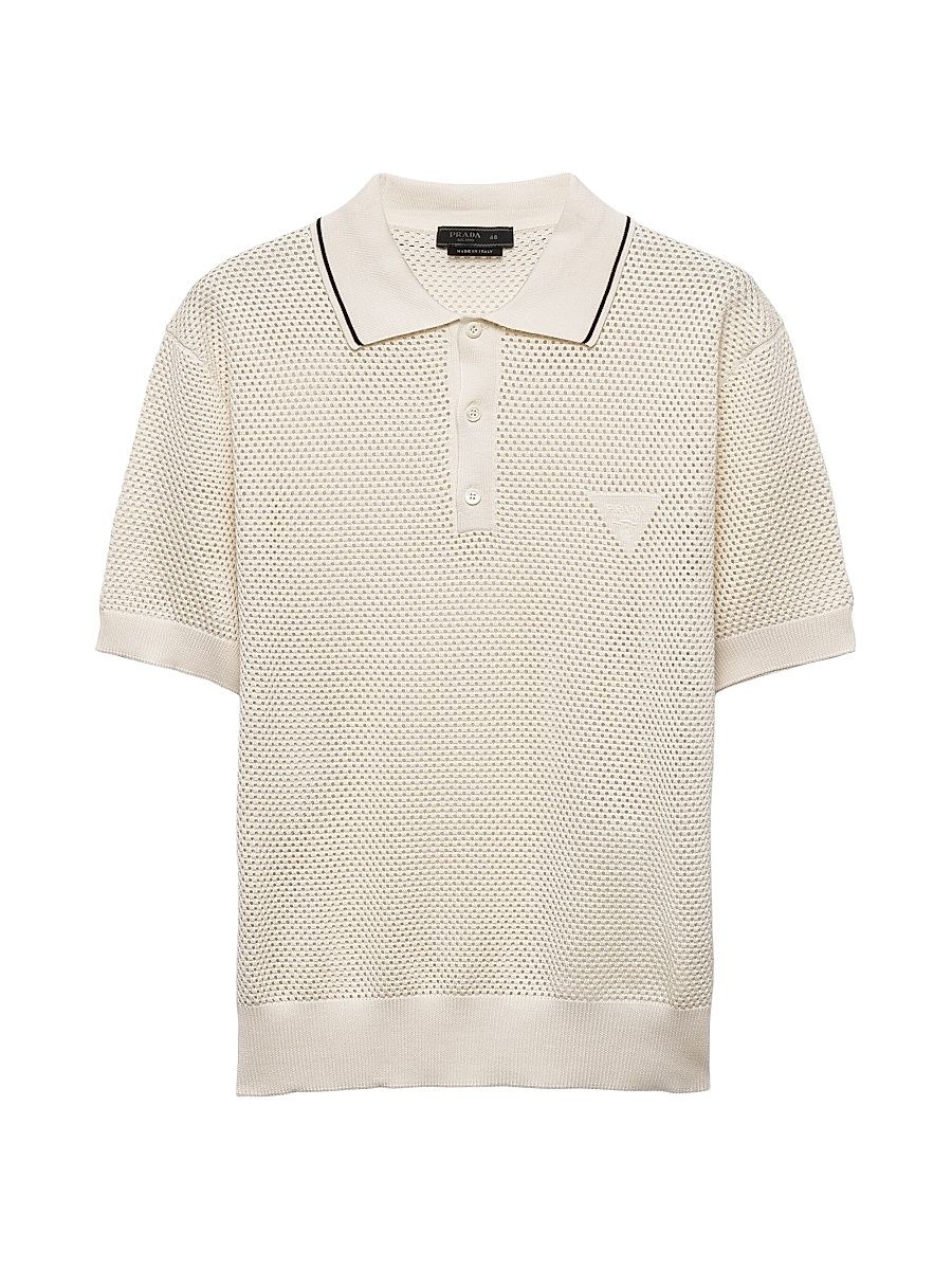 Men's Silk and Cotton Polo Shirt - Beige Khaki - Size 40