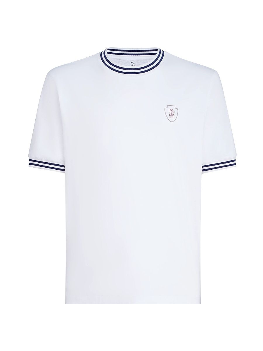 Men's Cotton Jersey Crew-Neck T Shirt with Logo - White - Size XXXXL