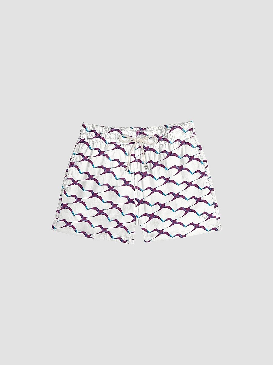 Arrels Barcelona Men's White Birds Swim Shorts - White - Size XXL